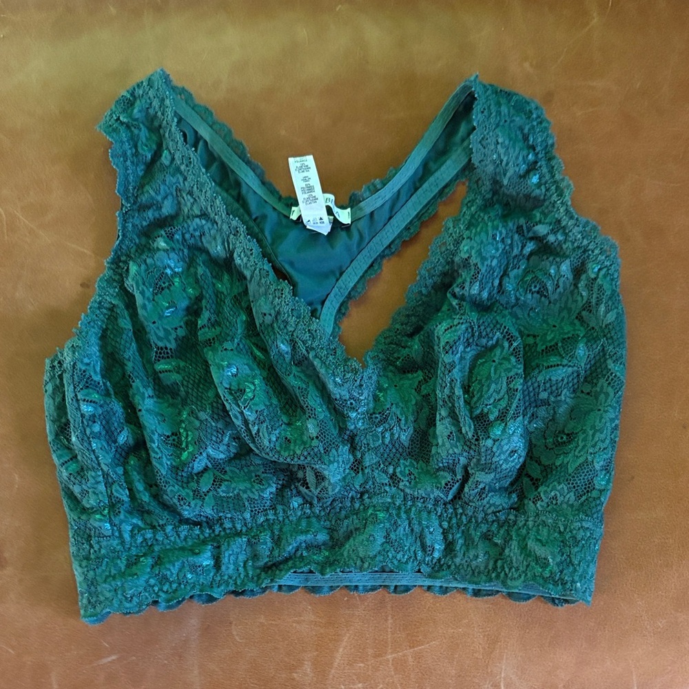 Cosabella Green Lace Racie Never Say Never Racerback Bralette Small Curvy 32F/G